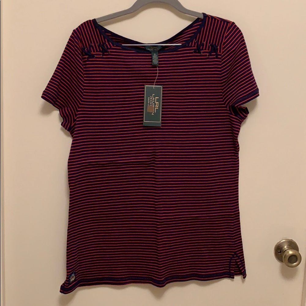 LRL Lauren Jeans Co. Navy/Red XL Top NWT MSRP $59